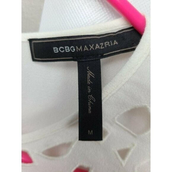 BCBGMaxazria Womens BOHO Top Medium White Ruffle Sleeve Embroidered Cottagecore - Picture 6 of 9